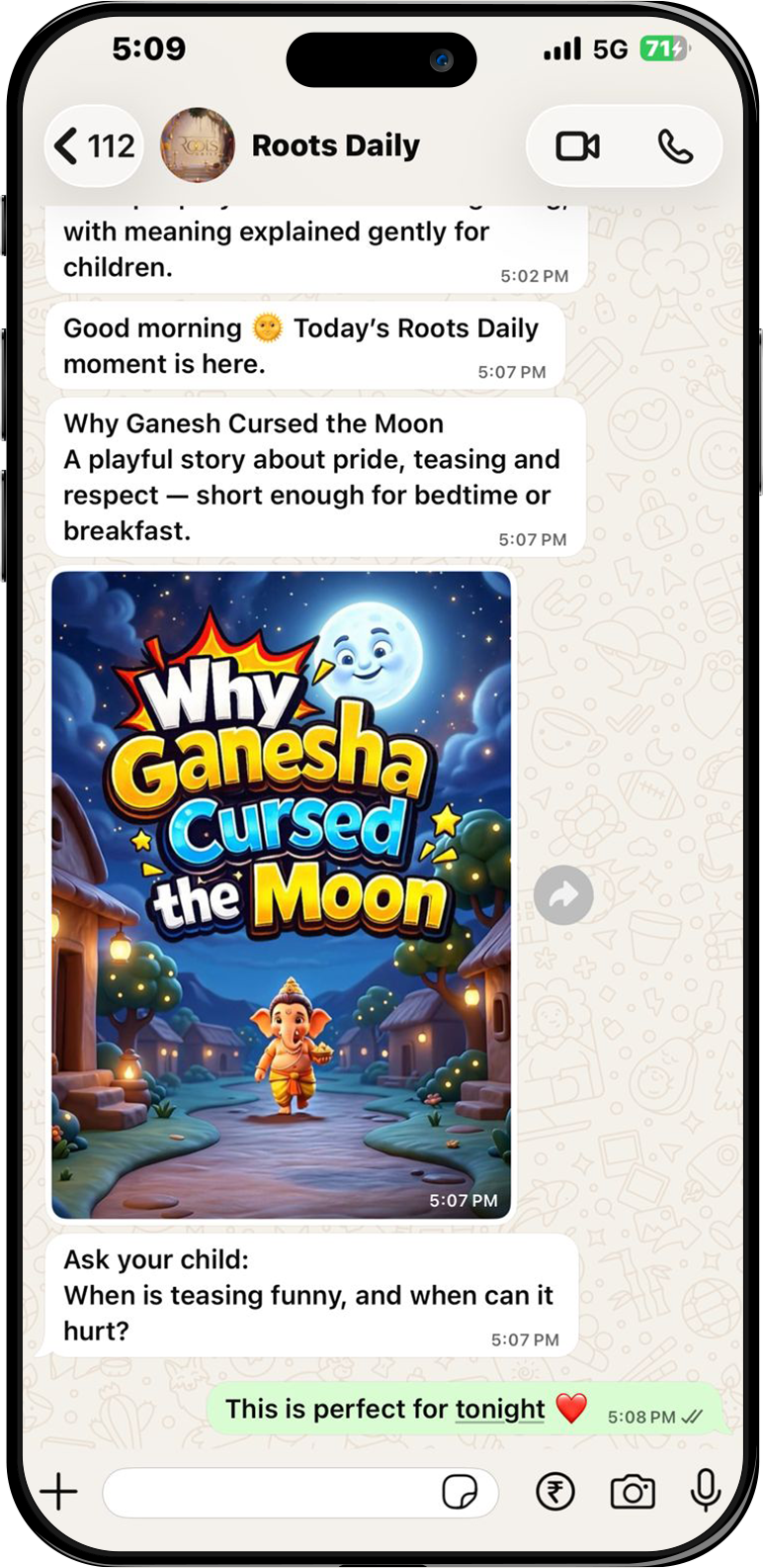 Roots Daily WhatsApp preview